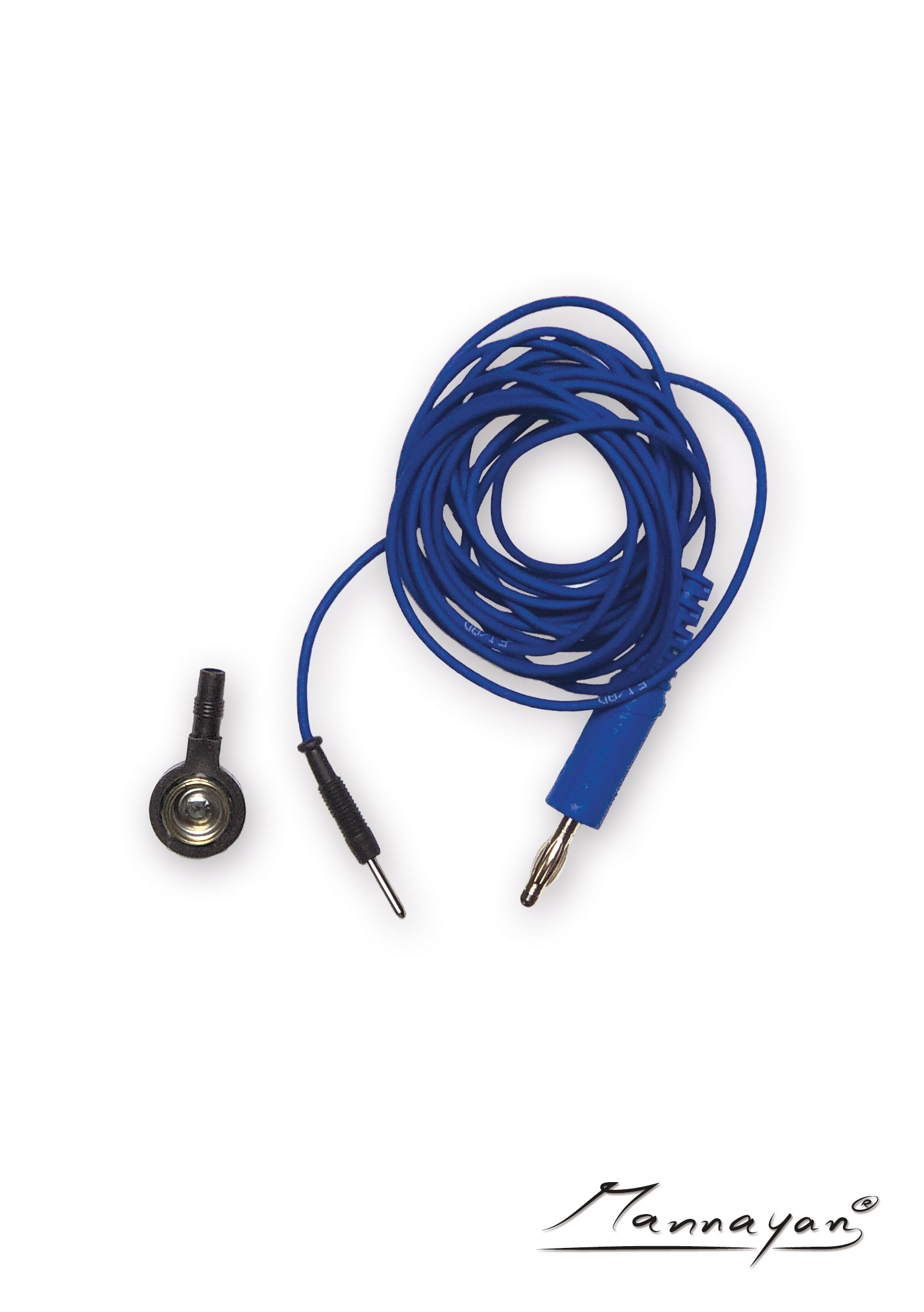 Cable (2,5 m) with connector adapter for textile surface electrodes (blue)