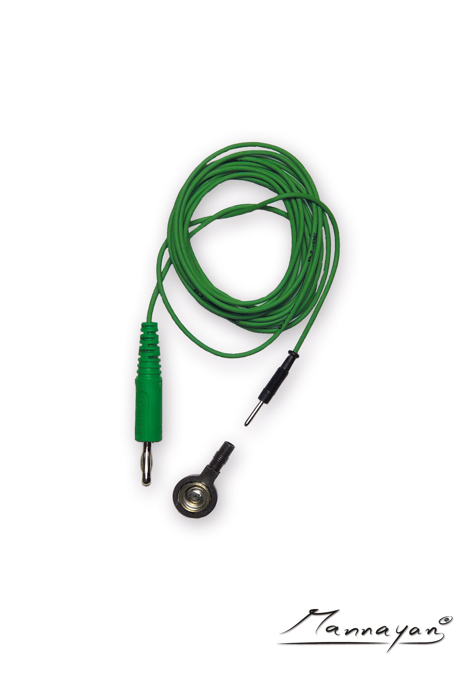 Cable (2,5 m) with connector adapter for textile surface electrodes (green)