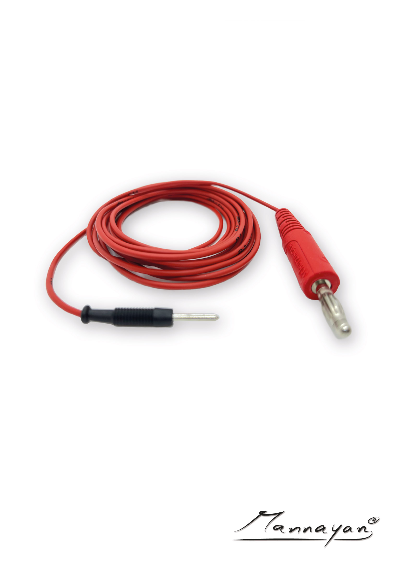 Cable (2,5 m) with connector adapter for textile surface electrodes (red)